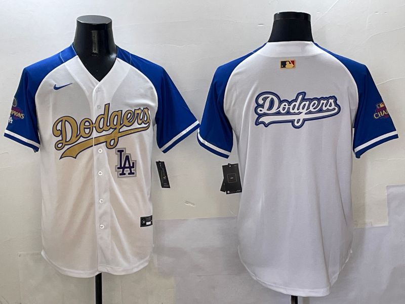 Men Los Angeles Dodgers Blank White Blue Gold Game Nike 2025 MLB Jersey style 42923